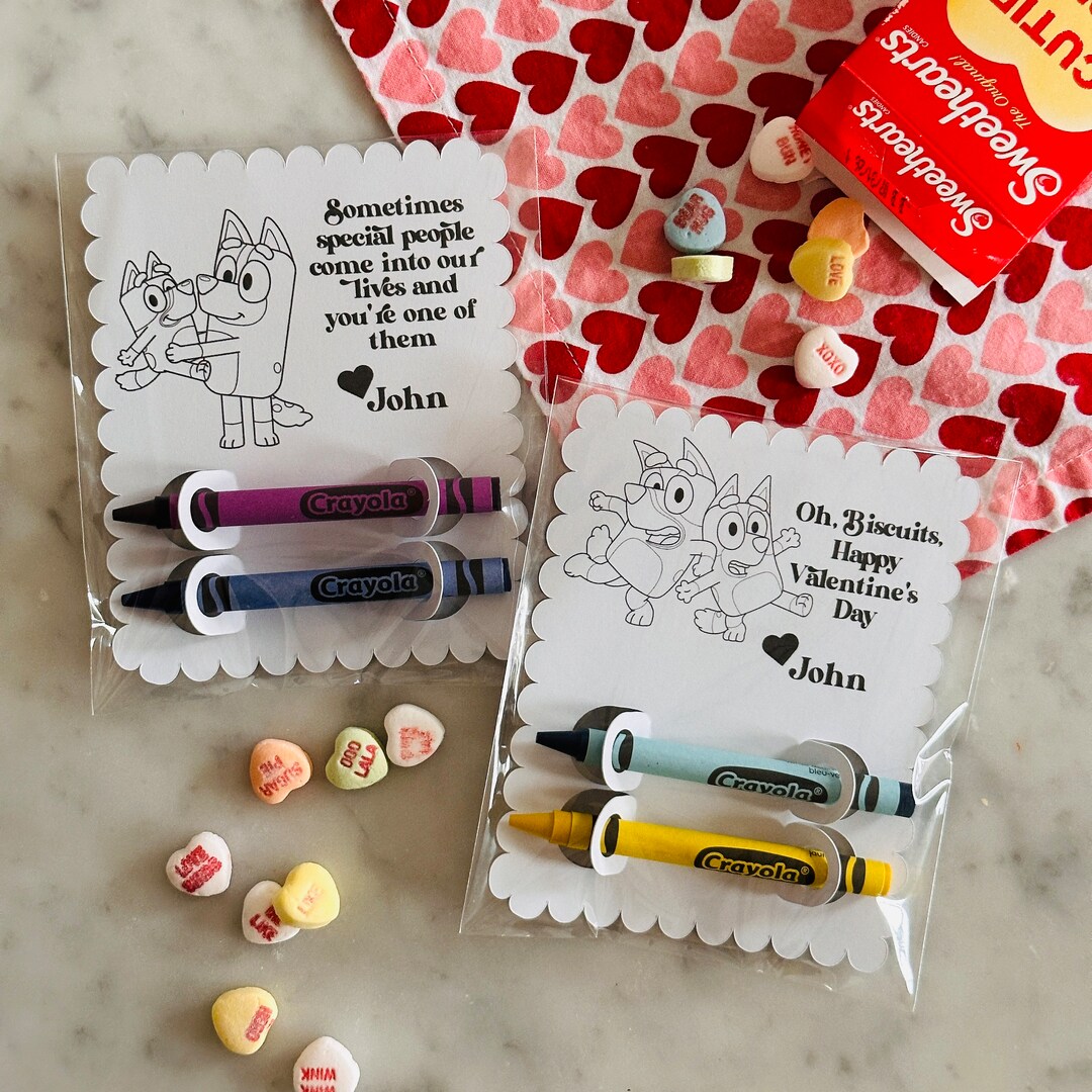 Bluey Coloring Valentines With Crayons - Etsy