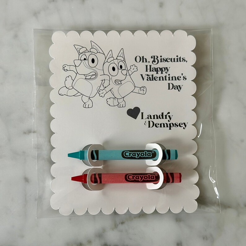 Bluey Coloring Valentines With Crayons - Etsy