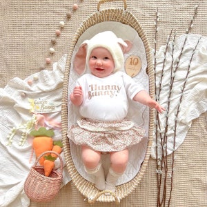 Little Bunny Baby Easter Sleepsuit Babies First Easter Babygrow, Vest For Boy, For Girl, Newborn My 1st Easter E02B image 3