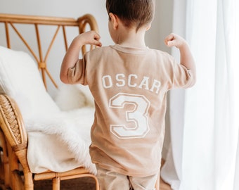 Personalised Name and Age T Shirt- Toddler Birthday Top | Personalised Birthday T shirt For Boys | With Age On | Boy Birthday T-Shirt | B01T