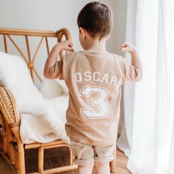 Personalised Name and Age T Shirt- Toddler Birthday Top | Personalised Birthday T shirt For Boys | With Age On | Boy Birthday T-Shirt | B01T