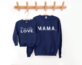 Mamas Little Love - Mum and Mini Matching Jumpers | Sweatshirts for Mama, Daughter, Son | Present for Mummy | V12J