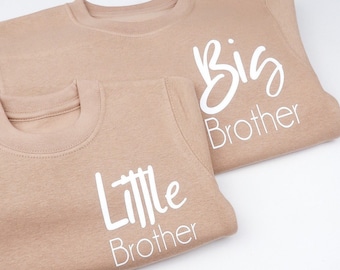 Big Brother / Little Sister- Matching Sibling Jumpers | Boho Neutral Style Children’s Clothes | Twinning Outfits for Brothers, Sisters | S02