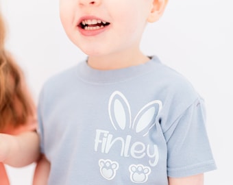 Boys Personalised Rabbit - Easter Printed Top | Kids Easter Top | Children’s Easter Gift, Present | Bunny Shirt For Boys With Name On | E01T