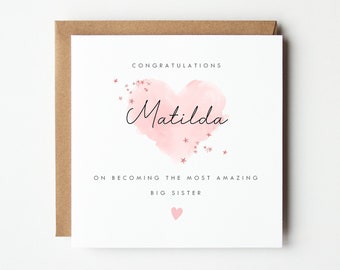 Personalised Big Sister Big Brother Card, Brand New Sister Brother Card, Congratulations Big Sister Big Brother Card