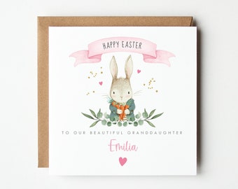 Personalised Rabbit Easter Card, Easter Bunny Easter Card,  Daughter, Son, Granddaughter, Grandson, Niece, Cousin Easter Card, Carrot Bunny