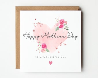 Personalised Happy Mother’s Day Card, Mother’s Day Card, Mum Nanny Step-Mum Great-Nan Mother's Day Card, Personalised Heart