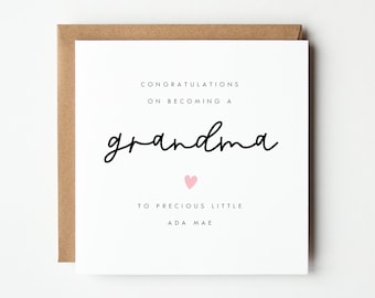 Personalised Congratulations on Becoming a New Grannie Card, New Grandma Card, New Grandmother Card, Personalised New Grandparent Card