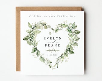 Personalised Wedding Card, Personalised On Your Wedding Day Card, Personalised Wedding Greenery Eucalyptus Card, Wedding greenery Card