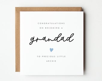 Personalised Congratulations on Becoming a New Grandad Card, New Grandfather Card, New Grandpa Card, Personalised New Grandparent Card