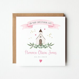 Personalised Christening Card, Baptism Card, Grandson Granddaughter Son Daughter Nephew Niece Godson Goddaughter, Little Chapel