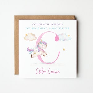 Personalised Big Sister Card, Personalised Unicorn Big Sister Card, Congratulations on Becoming a Big Sister Card