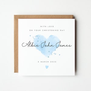 Personalised Christening Card, Baptism Card, Naming Day Card, Grandson Granddaughter Son Daughter Nephew Niece Godson Goddaughter, Heart