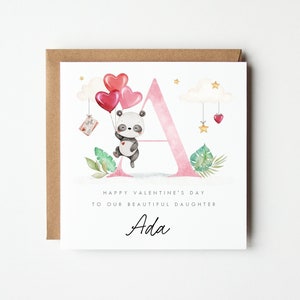 Personalised Valentines card, 1st Valentines Card, First Valentines Card, Girls, Boys, Personalised Panda Valentines Card, Colour Options