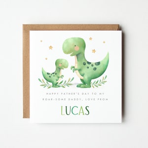 Personalised Happy First Father's Day Card, Dinosaur 1st Father's Day Card, Happy Father's Day Card, Dinosaur Family, Baby Father's Day