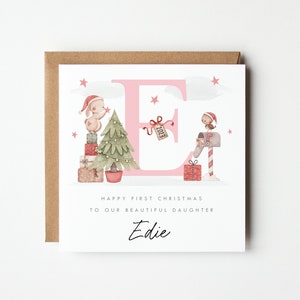 Personalised Baby's First Christmas Card, Baby's 1st Christmas, Baby Girl First Christmas Card, Baby's First Xmas