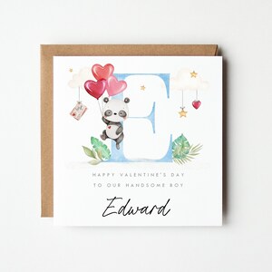 Personalised Valentines card, 1st Valentines Card, First Valentines Card, Girls, Boys, Personalised Panda Valentines Card, Colour Options