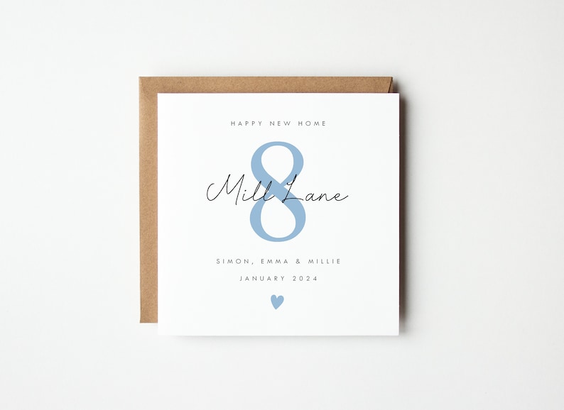 Personalised New Home Card, Happy New Home Card, Heart Colour Choice, Personalise With Names, Address and Date image 6