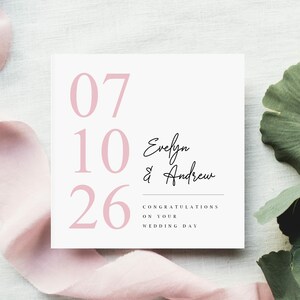 Personalised Wedding Card with Custom Names and Date, Minimalist Wedding Keepsake Card, Modern Couple Wedding Gift
