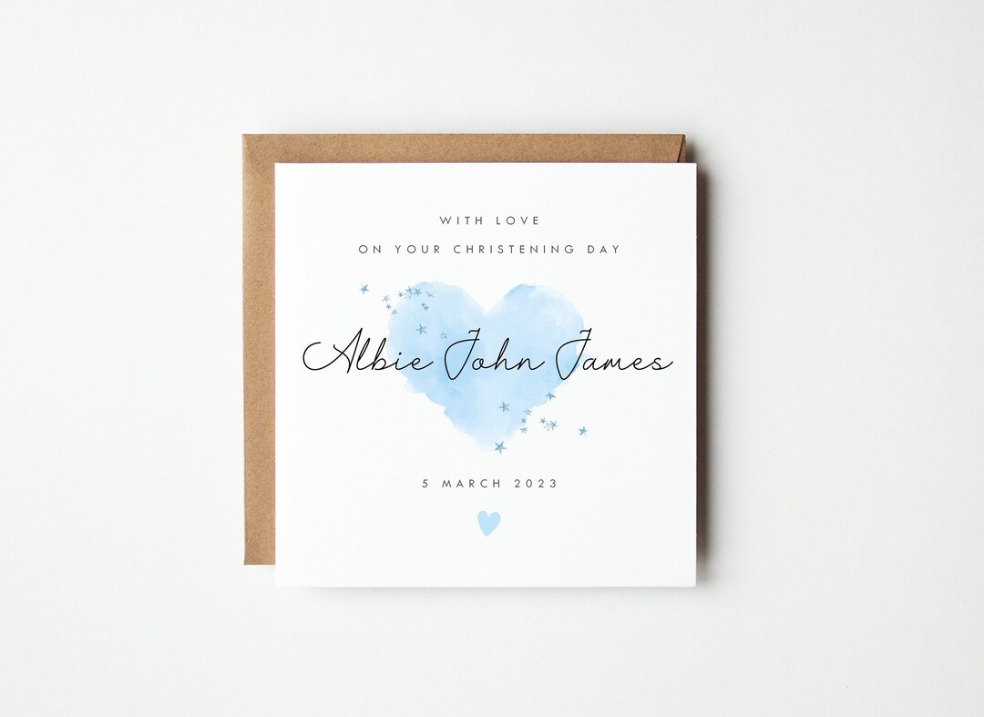 Personalised Christening Card, Baptism Card, Naming Day Card, Grandson