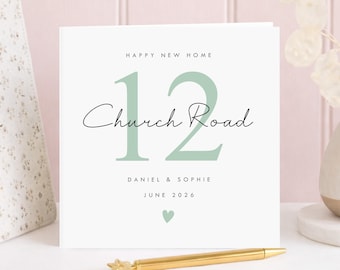 Personalised New Home Card, Custom Address Housewarming Gift, Happy New Home Keepsake