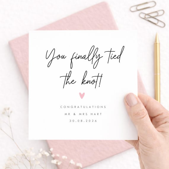 Personalised Wedding Card, You Finally Tied the Knot, Custom Mr