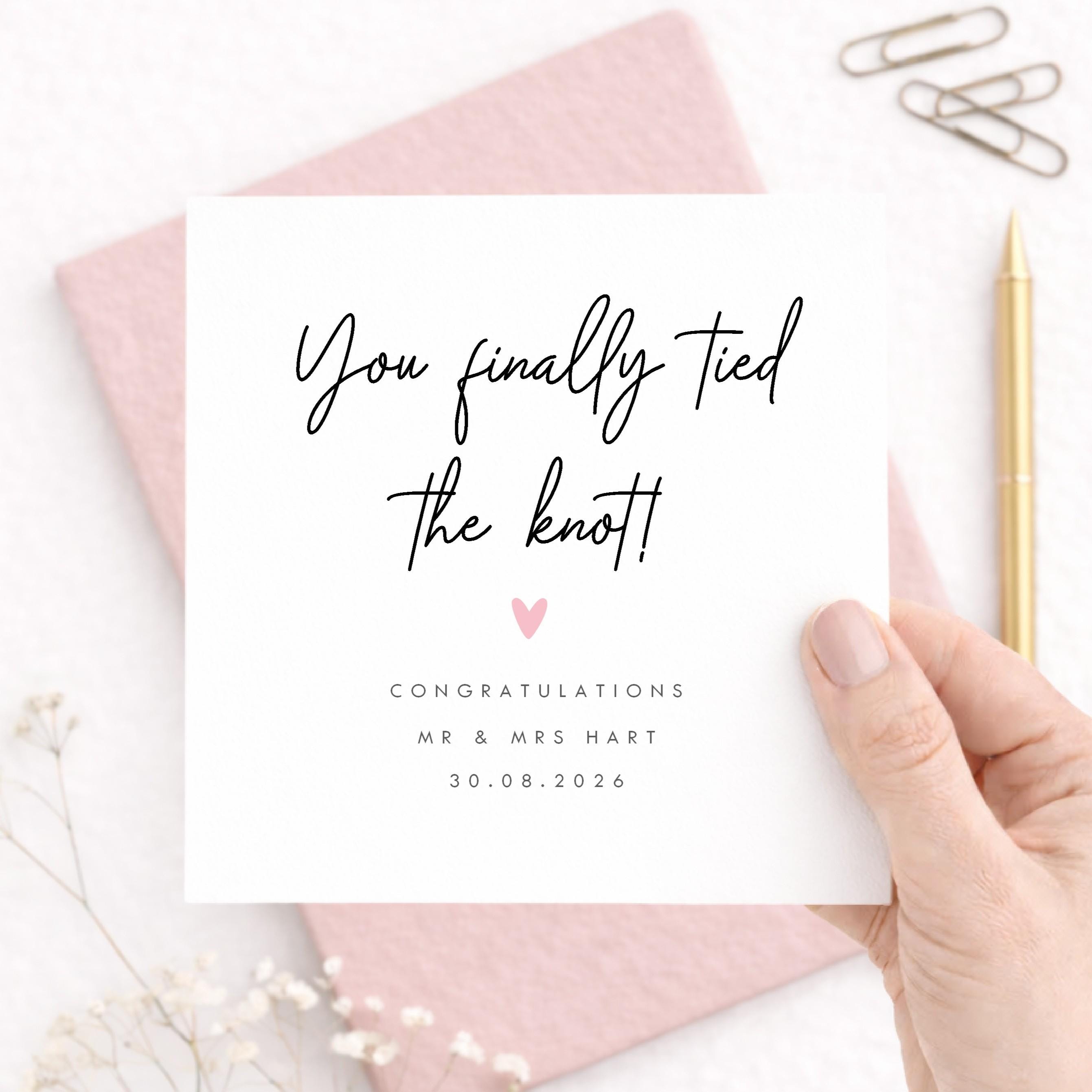 Personalised Wedding Card, You Finally Tied the Knot, Custom Mr