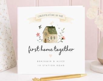 Personalised Housewarming Card, First Home Together Keepsake, Custom Address Moving Gift