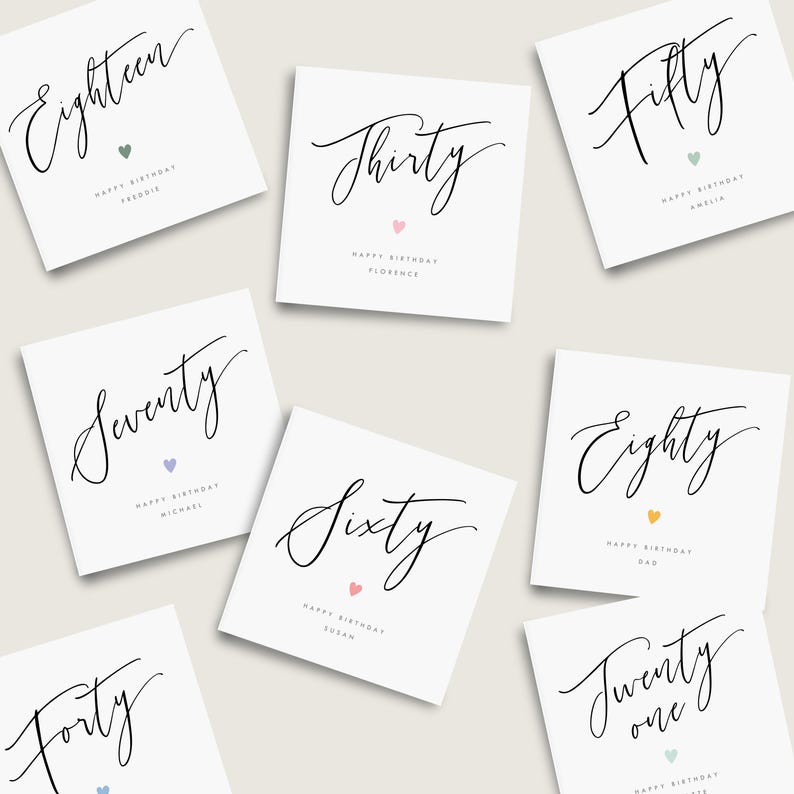 Personalised Sixty Birthday Card, Personalised 60 Card, Personalised 60th Birthday Card, Handwriting Sixty Card, Modern 60 Birthday Card, Classic Font Birthday Card, Calligraphy Handwriting Birthday Card, Heart Sixty Birthday Card,