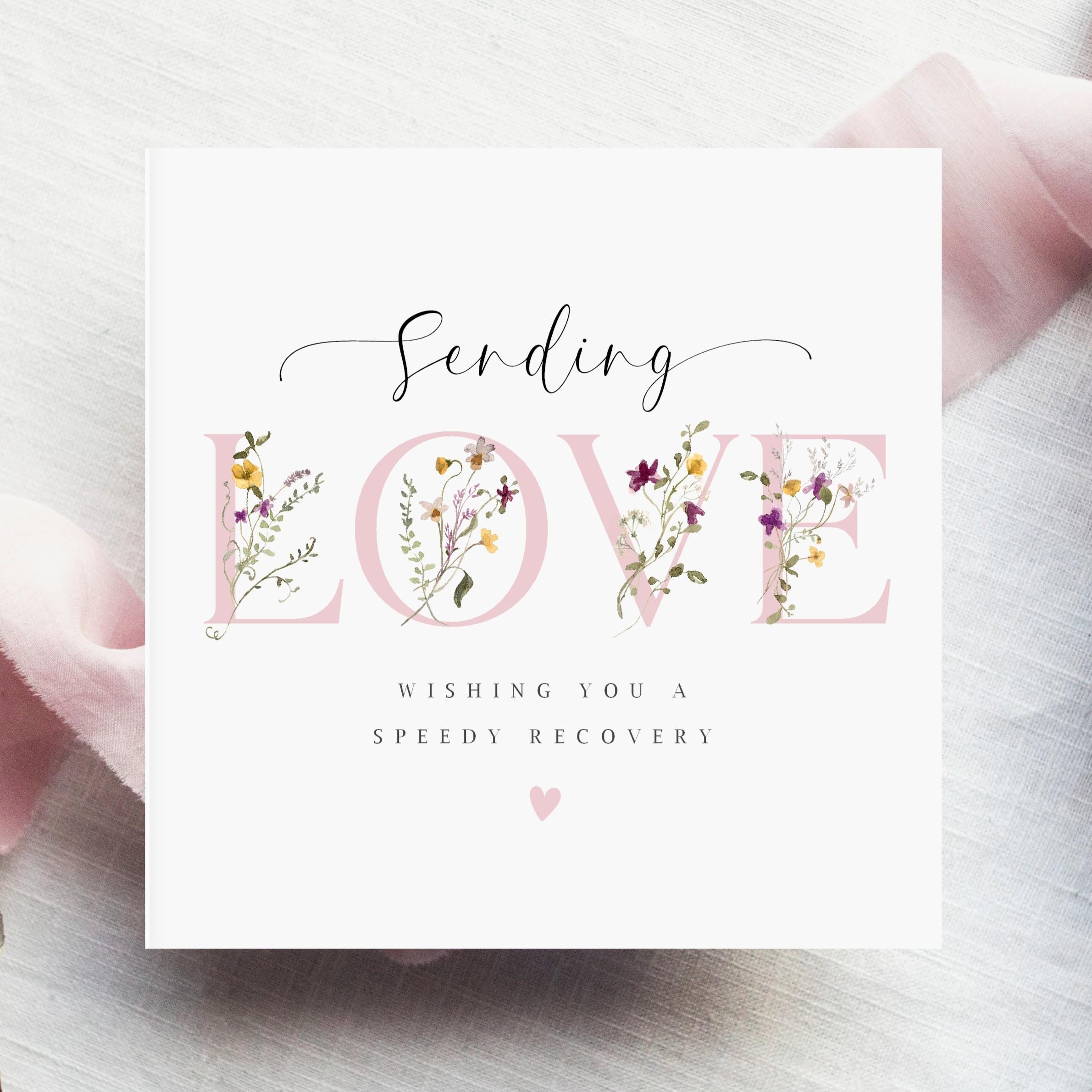 Personalised Get Well Soon Card, Wildflower Design, Sending Love ...