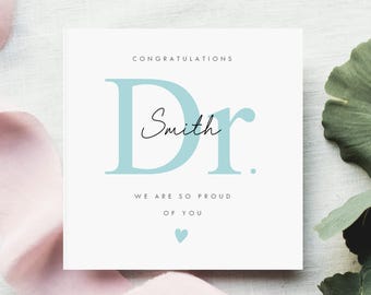 Personalised Doctor Graduation Card, Medical School Grad Congrats Keepsake, Custom Name MD PhD Gift, Proud of You