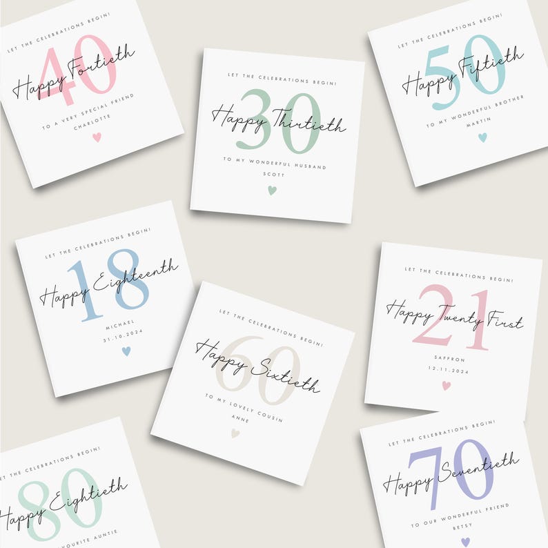 Personalised 21st Birthday card, 21 Text Birthday card, 21st Birthday card for him, 21st Birthday card for her, Let the celebrations begin birthday card, Milestone birthday card, Personalised Happy 21st Twenty one Birthday Card, square greetings card