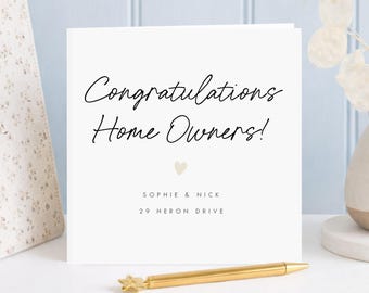 Personalised New Home Card, Congratulations Home Owners, Custom Name and Address Keepsake, Housewarming Gift