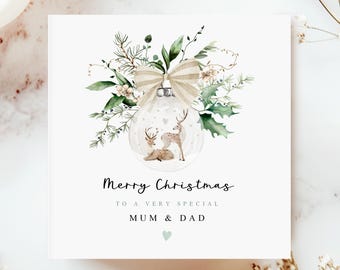 Personalised Christmas Card for Parents, Custom Xmas Card for Special Mum and Dad with Custom Names