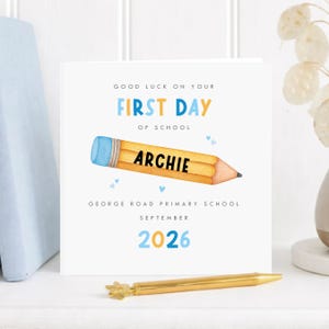 Personalised First Day of School Card, Back to School Keepsake, Daughter Son Granddaughter Grandson Nursery Reception Gift