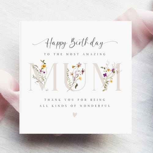 Personalised Mum Birthday Card, Happy Birthday Mum Card, Mum Floral Birthday Card, Birthday Card Mum, Mum Birthday Gift Card