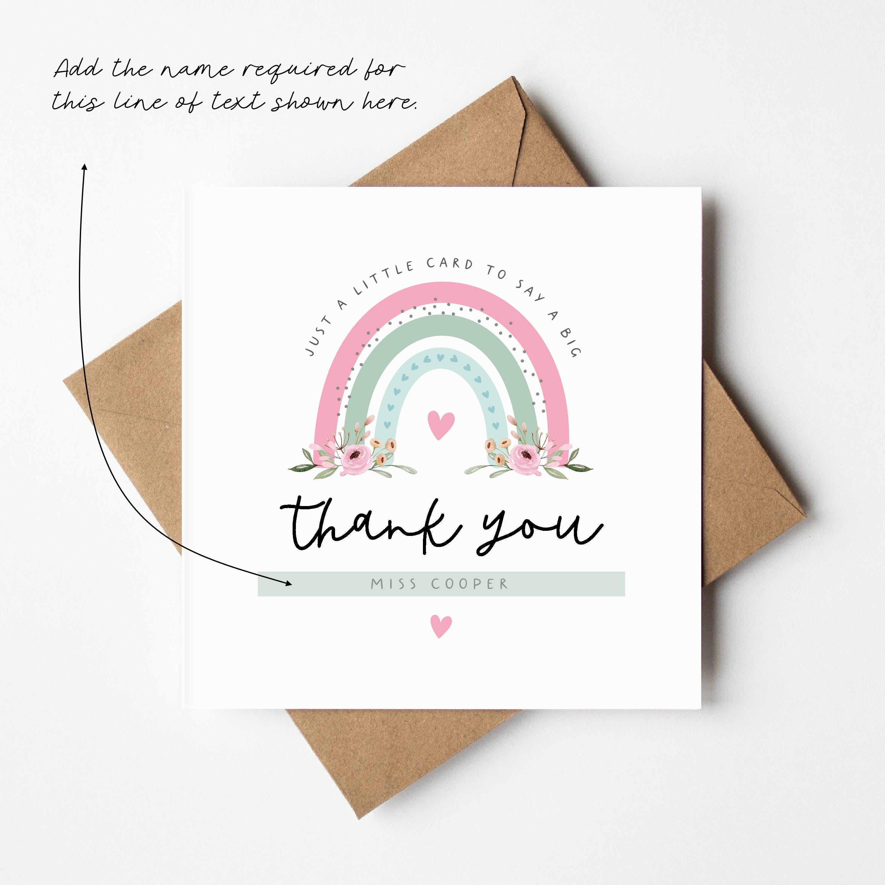 Personalised Teacher Thank You Card, End of Term Teacher Appreciation ...