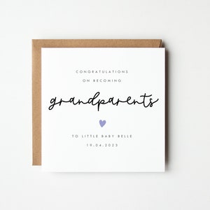 Personalised New Grandparents Card, Personalised New Grandparent Card, Congratulations on becoming grandparents card, Colour Options afbeelding 2