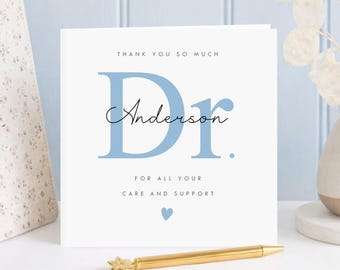 Personalised Doctor Thank You Card, Custom Appreciation Gift, Minimalist Modern Design