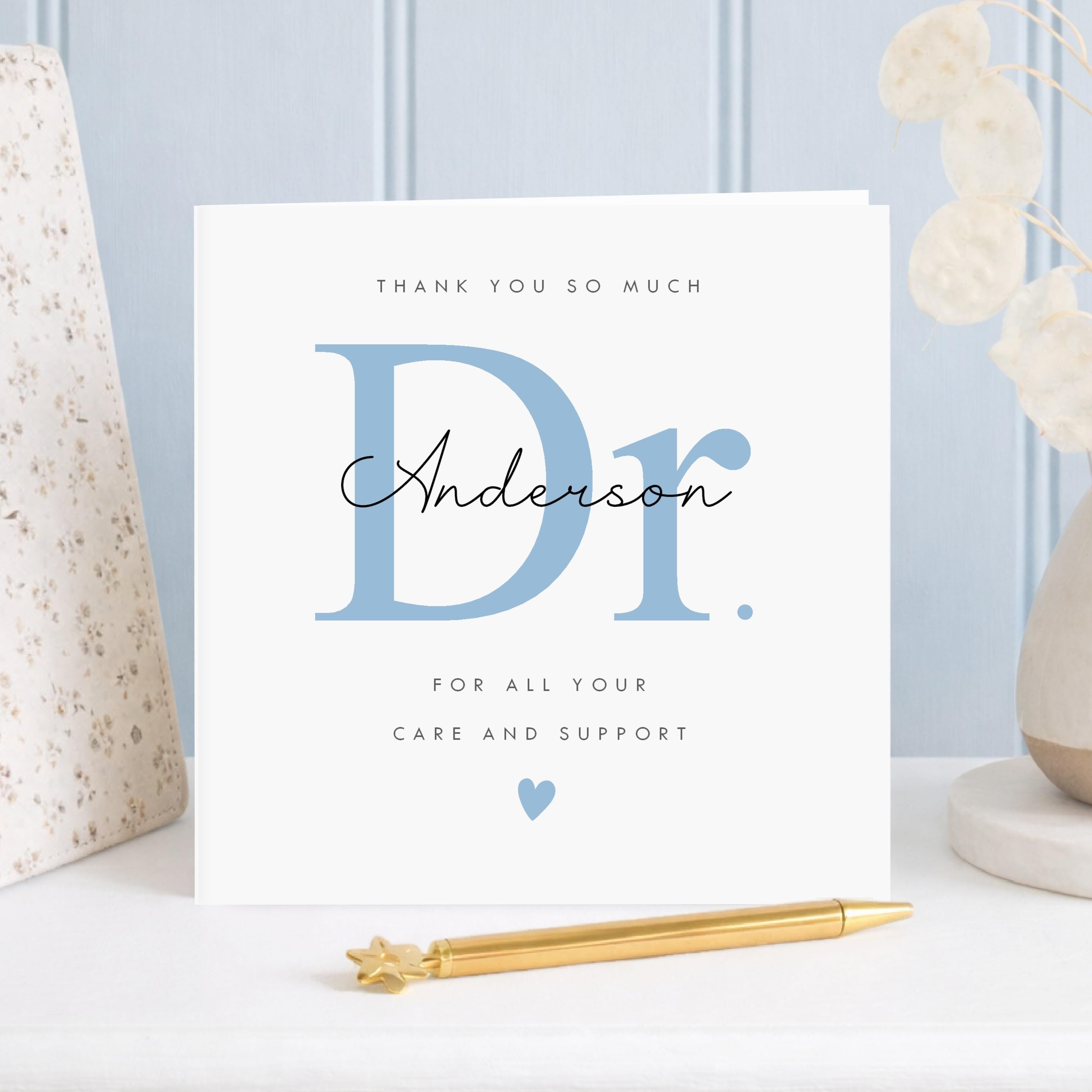Personalised Doctor Thank You Card, Custom Dr Thank You Gift, so ...