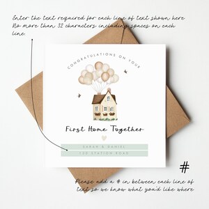 Celebrate a special move with this personalised new home card featuring a cute pink version of the Disney Up house. A thoughtful housewarming greeting card perfect for congratulating friends, family, or new homeowners on their first home together. This beautiful keepsake card can be customised with names and address details, creating a meaningful reminder of a brand new chapter.
