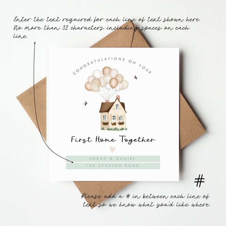 Celebrate a special move with this personalised new home card featuring a cute pink version of the Disney Up house. A thoughtful housewarming greeting card perfect for congratulating friends, family, or new homeowners on their first home together. This beautiful keepsake card can be customised with names and address details, creating a meaningful reminder of a brand new chapter.