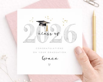 Personalised Graduation Card, Class of 2026, Custom Name Graduation Gift, University College Keepsake