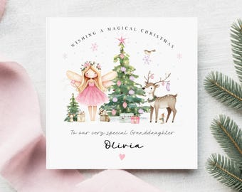 Personalised Christmas Card for Daughter, Granddaughter or Niece, Magical Fairy Xmas Card for Girls