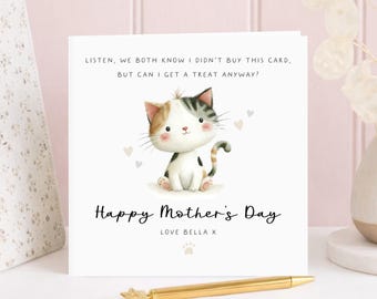 Funny Mother’s Day Card from the Cat, Personalised Pet Mothering Sunday, Cute Sentimental Gift From Fur Baby