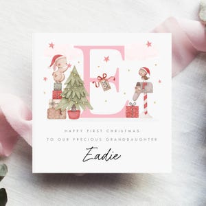 Personalised First Christmas Card, Custom Name Initial, Daughter Granddaughter, Niece