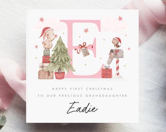 Personalised First Christmas Card, Custom Name Initial, Daughter Granddaughter, Niece