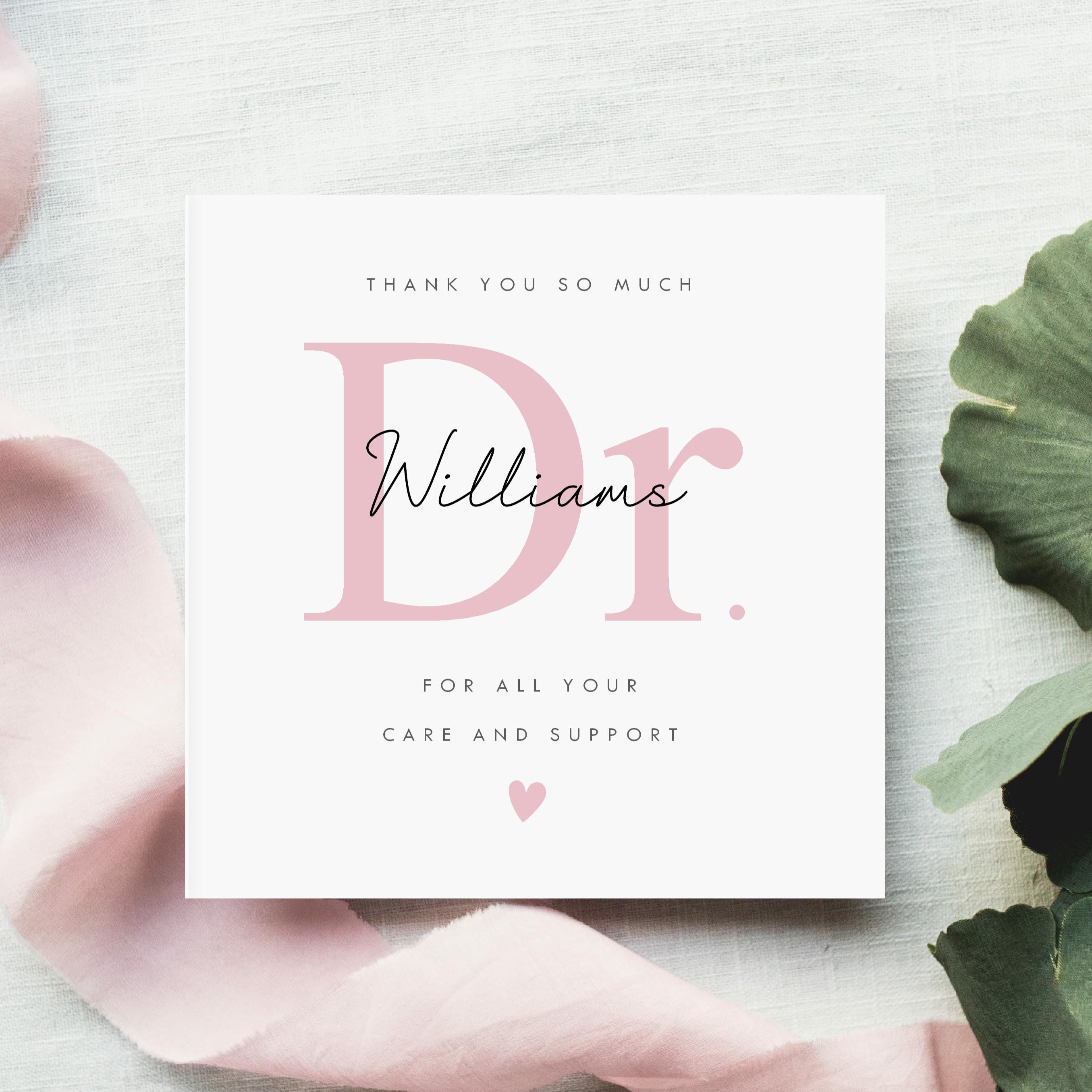Personalised Doctor Thank You Card, Custom Dr Thank You Gift, so ...