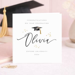 Personalised Graduation Card, Congratulations Graduate, Custom Name Graduation Gift, University College Keepsake