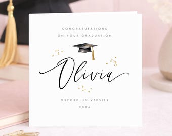 Personalised Graduation Card, Congratulations Graduate, Custom Name Graduation Gift, University College Keepsake